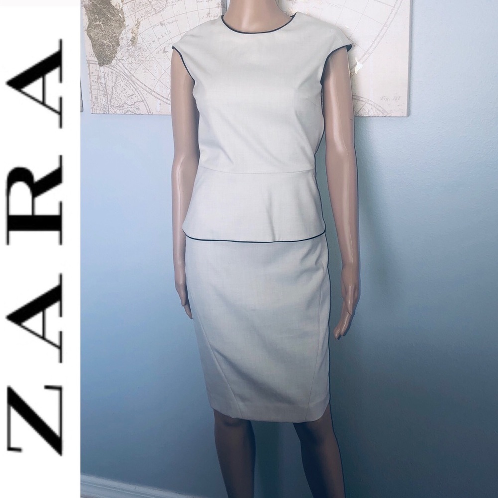 Zara Basic Collection Cream Peplum Dress